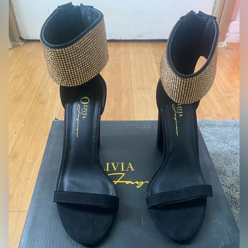 Black and gold dressy heels